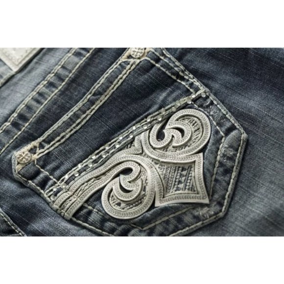 AFFLICTION Women's Denim Jeans JADE FLEUR GWEN Emb - Picture 6 of 12